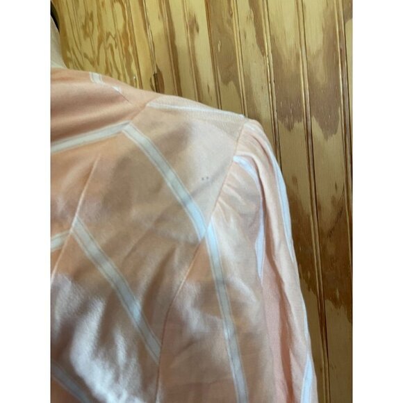 Free People Crop Top Tiered Pullover Blouse Long Sleeve Peach Striped Sz M - Picture 8 of 10